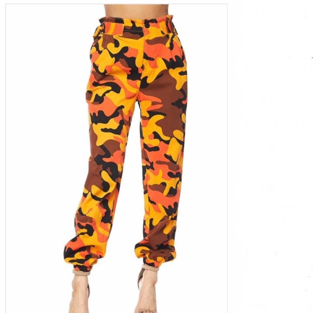 Orange Mint | High Waist Camoflauge Cargo Pants​